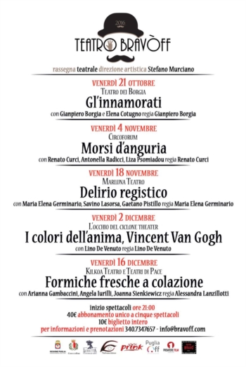 Al via Teatro Bravòff, la rassegna teatrale innovativa barese, sold out già da un mese