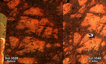 Una roccia misteriosa 'spuntata' su Marte. Non c’era nelle foto precedenti dello stesso panorama