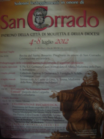Solenni festeggiamenti in onore di San Corrado patrono della città di Molfetta e della nostra diocesi